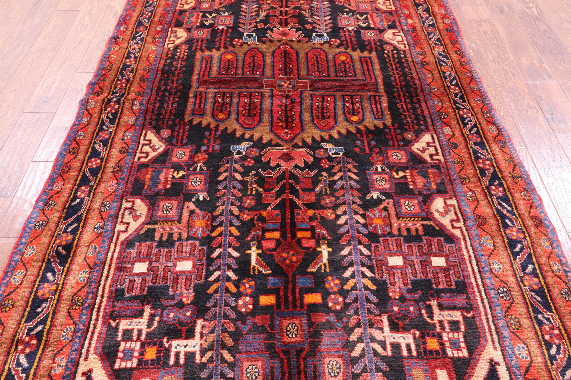 Black New Authentic Persian Nahavand Area Rug - 5' 5" X 10' 9" - Golden Nile
