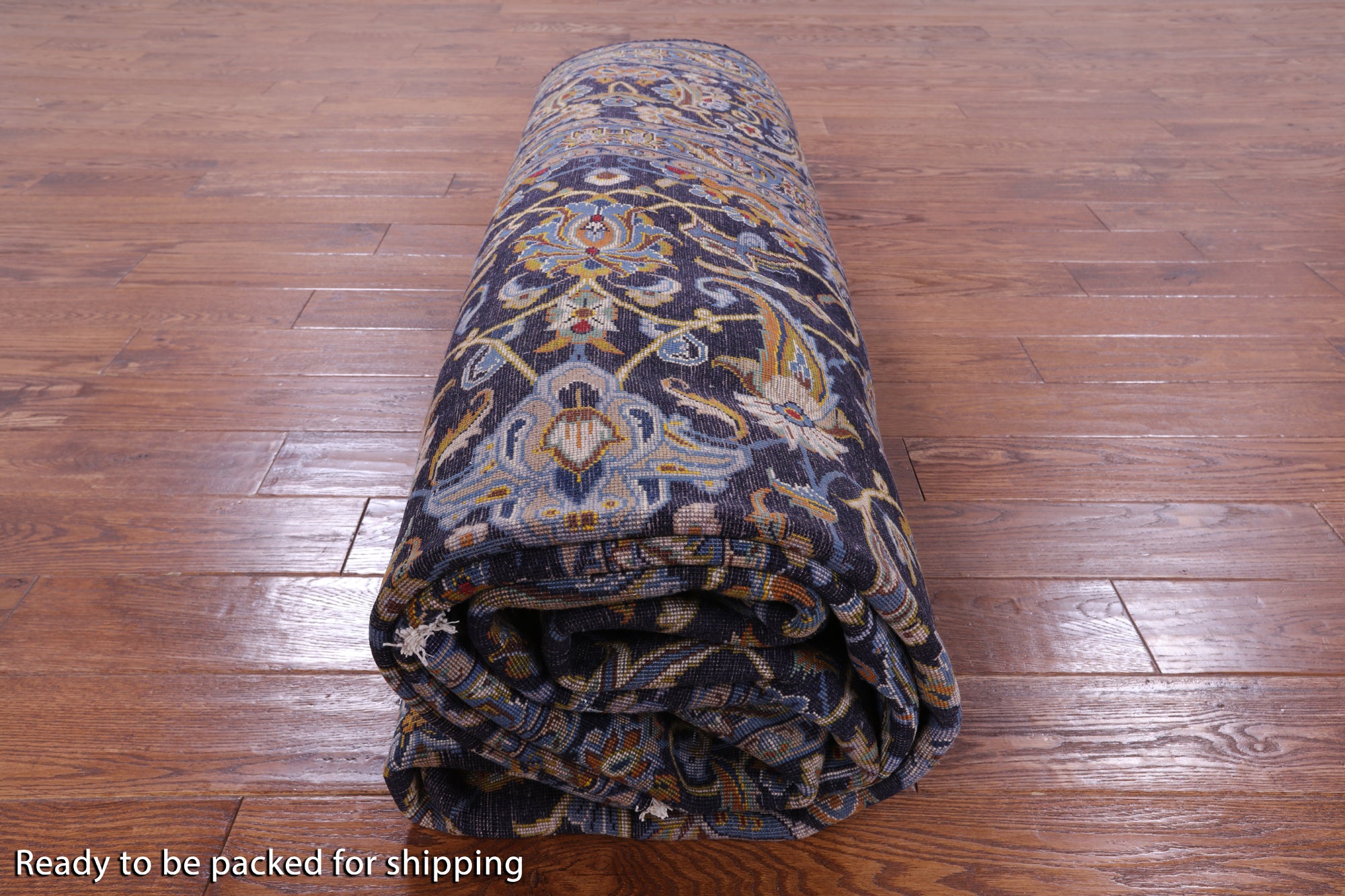 Blue New Persian Kashan Hand Knotted Area Rug - 10' 1" X 13' 0" - Golden Nile