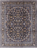 Blue New Persian Kashan Hand Knotted Area Rug - 10' 1" X 13' 0" - Golden Nile
