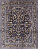 Blue New Persian Kashan Hand Knotted Area Rug - 10' 1" X 13' 0" - Golden Nile