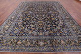 Blue New Persian Kashan Hand Knotted Area Rug - 10' 1" X 13' 0" - Golden Nile