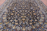 Blue New Persian Kashan Hand Knotted Area Rug - 10' 1" X 13' 0" - Golden Nile