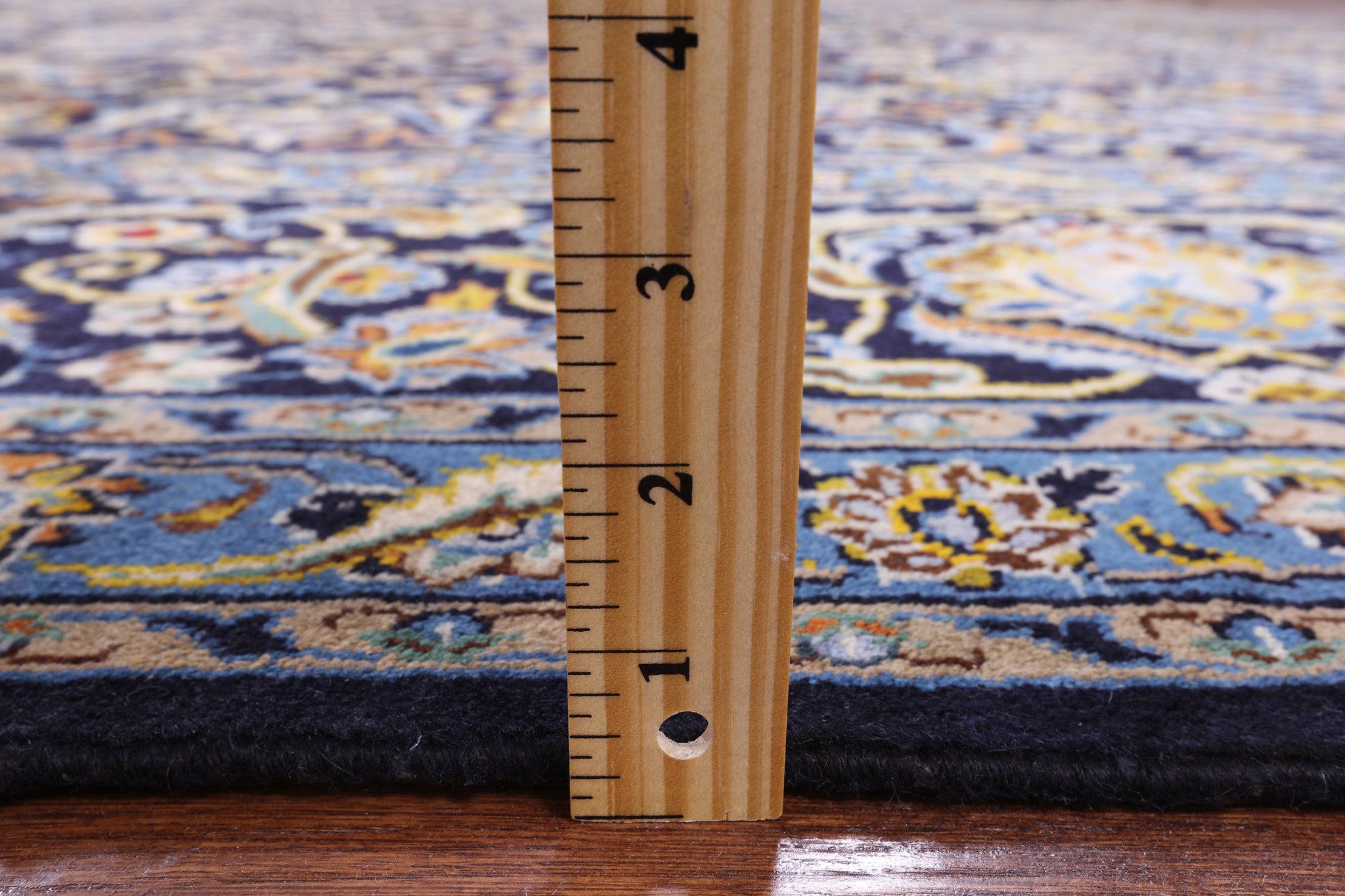 Blue New Persian Kashan Hand Knotted Area Rug - 10' 1" X 13' 0" - Golden Nile