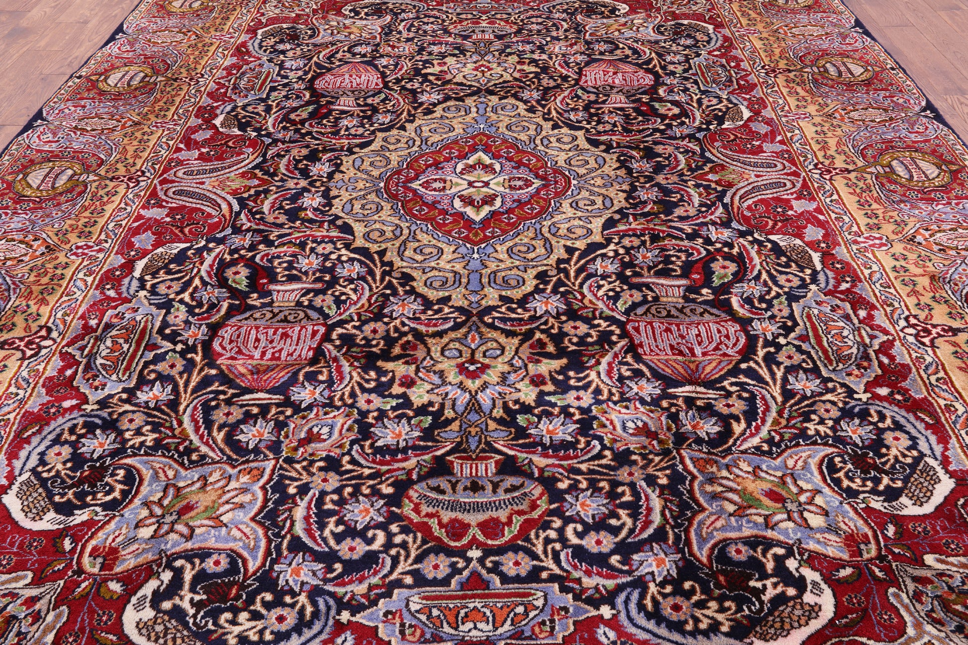 New Authentic Persian Kashmar Handmade Rug - 9' 6" X 12' 4" - Golden Nile