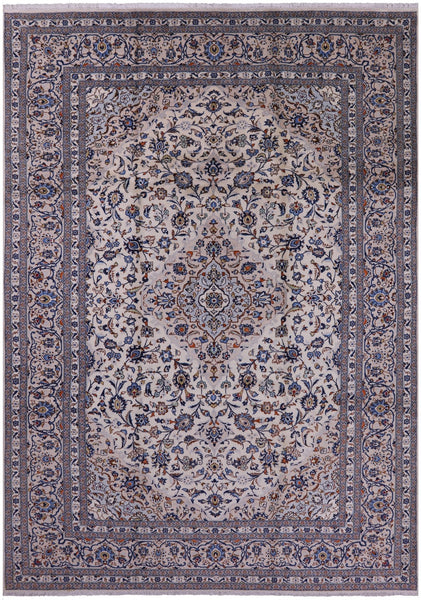 Ivory New Authentic Persian Kashan Handmade Wool Rug - 8' 1" X 11' 6" - Golden Nile