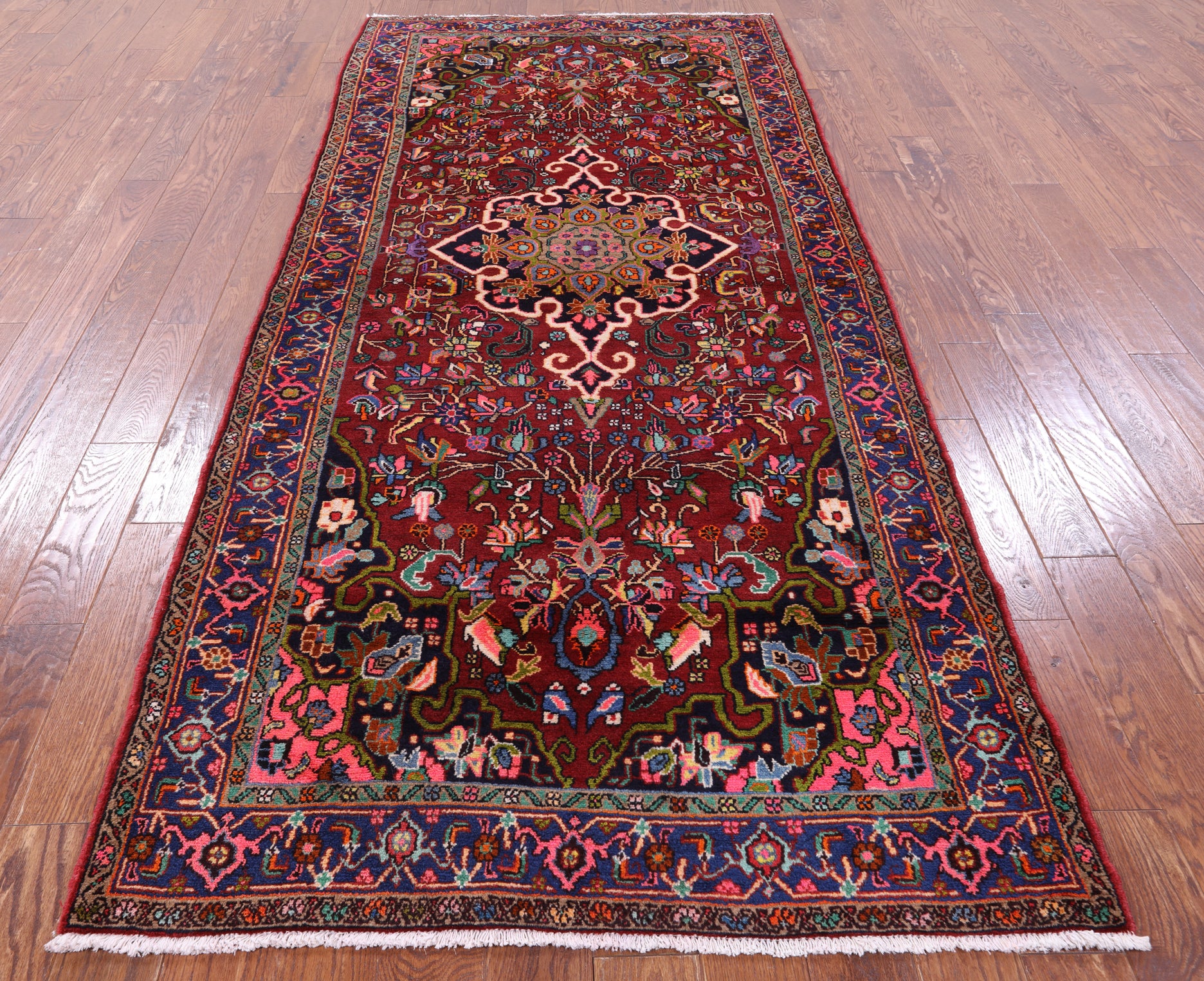 Red New Authentic Persian Hamadan Area Rug - 4' 7" X 10' 3" - Golden Nile