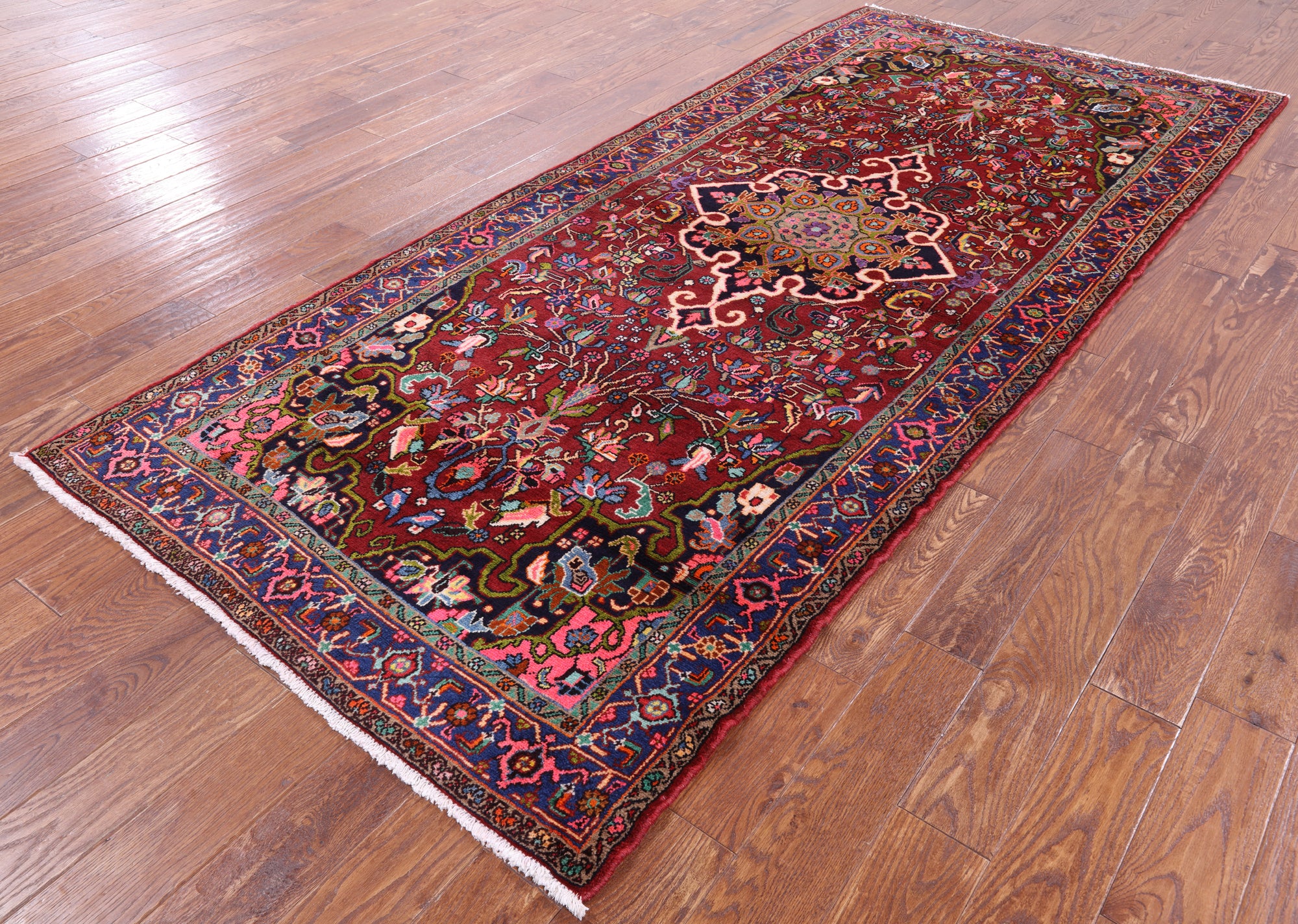 Red New Authentic Persian Hamadan Area Rug - 4' 7" X 10' 3" - Golden Nile