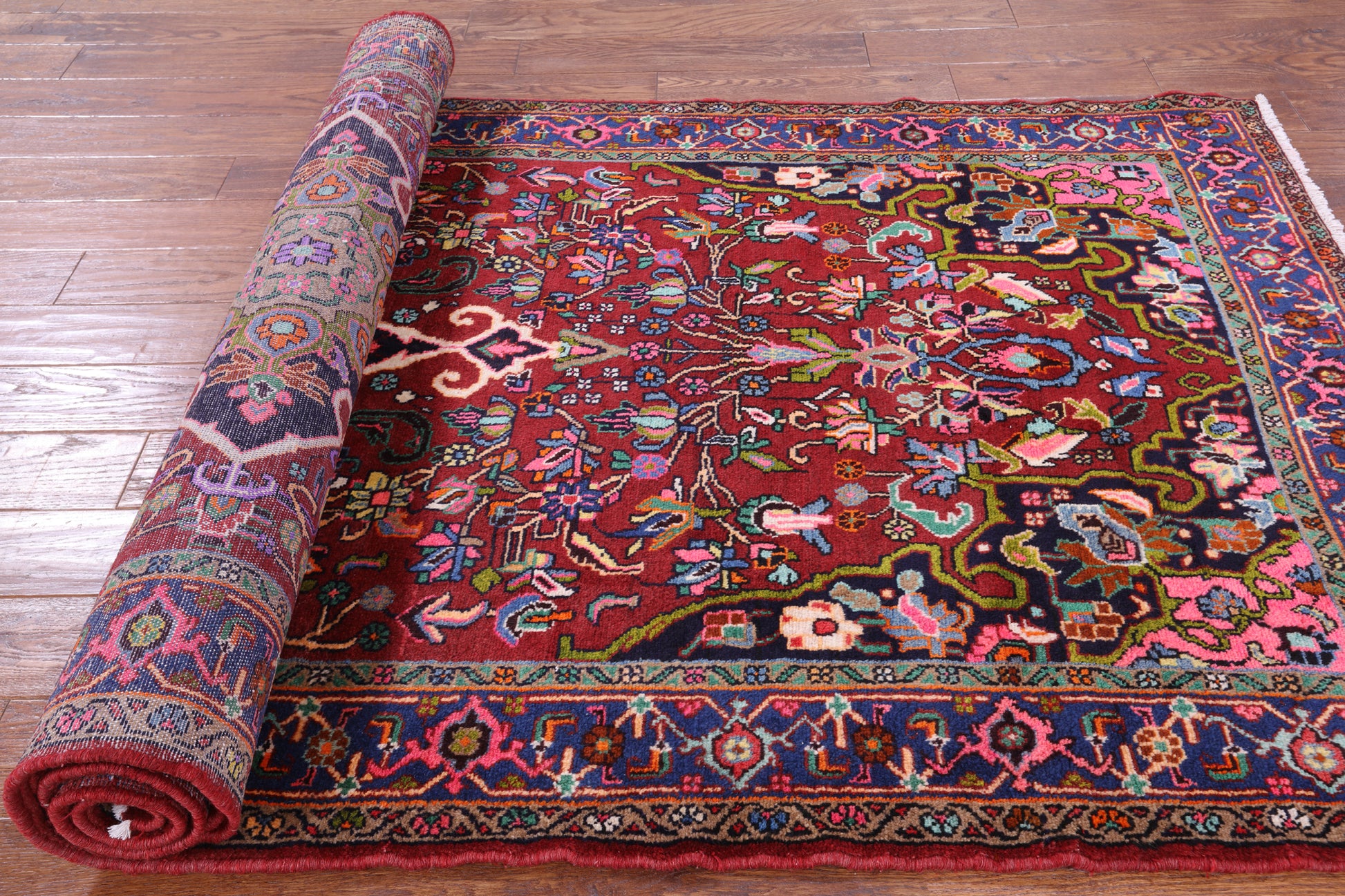 Red New Authentic Persian Hamadan Area Rug - 4' 7" X 10' 3" - Golden Nile