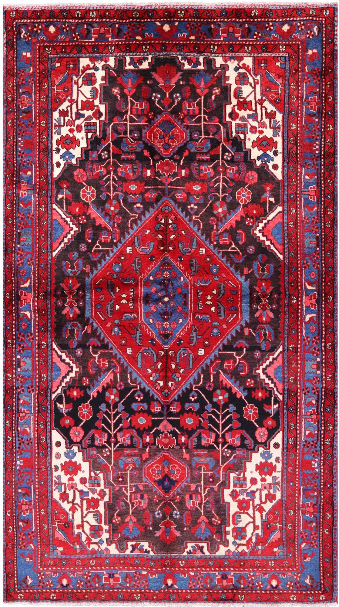 Black New Authentic Persian Nahavand Area Rug - 5' 3" X 9' 5" - Golden Nile