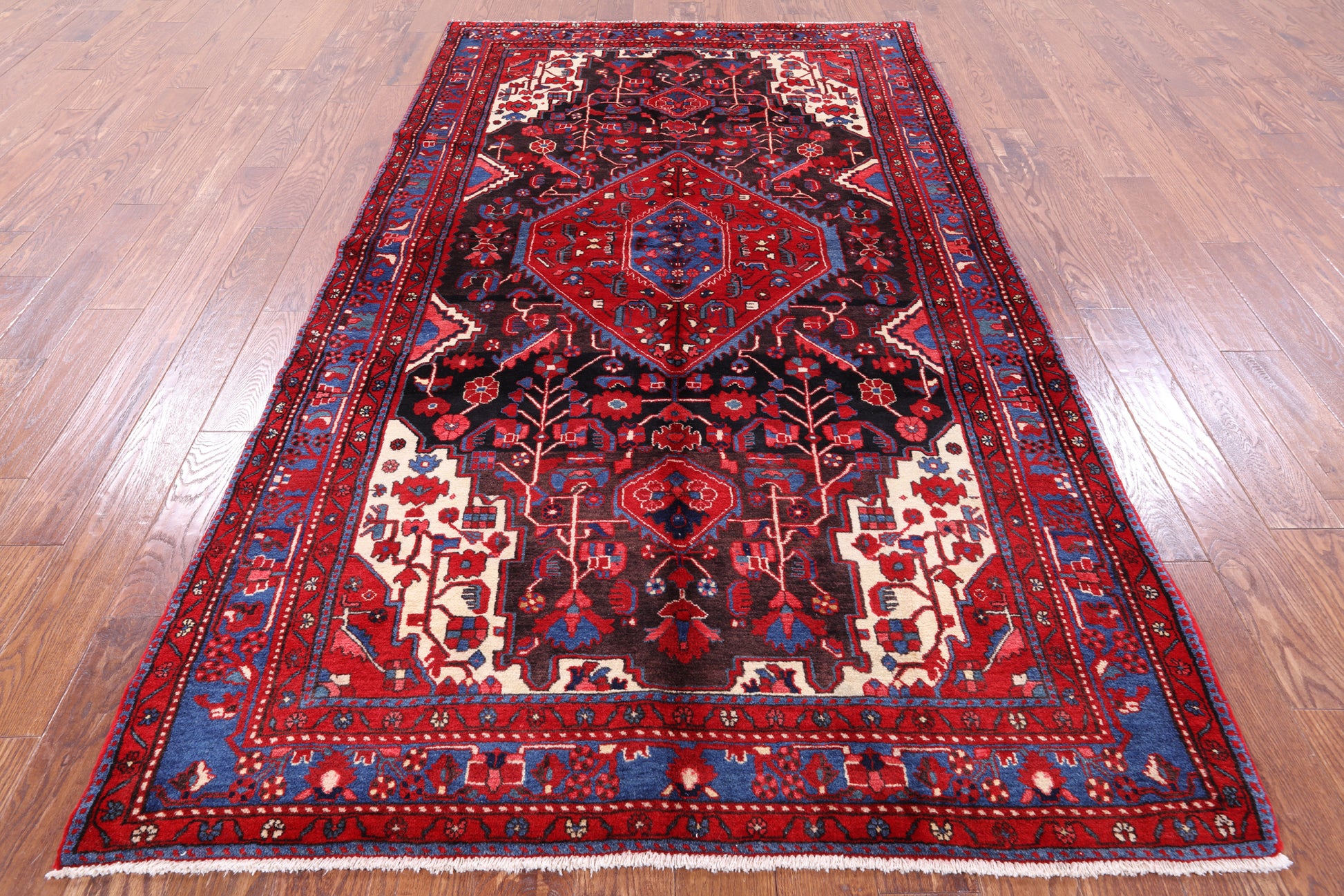 Black New Authentic Persian Nahavand Area Rug - 5' 3" X 9' 5" - Golden Nile