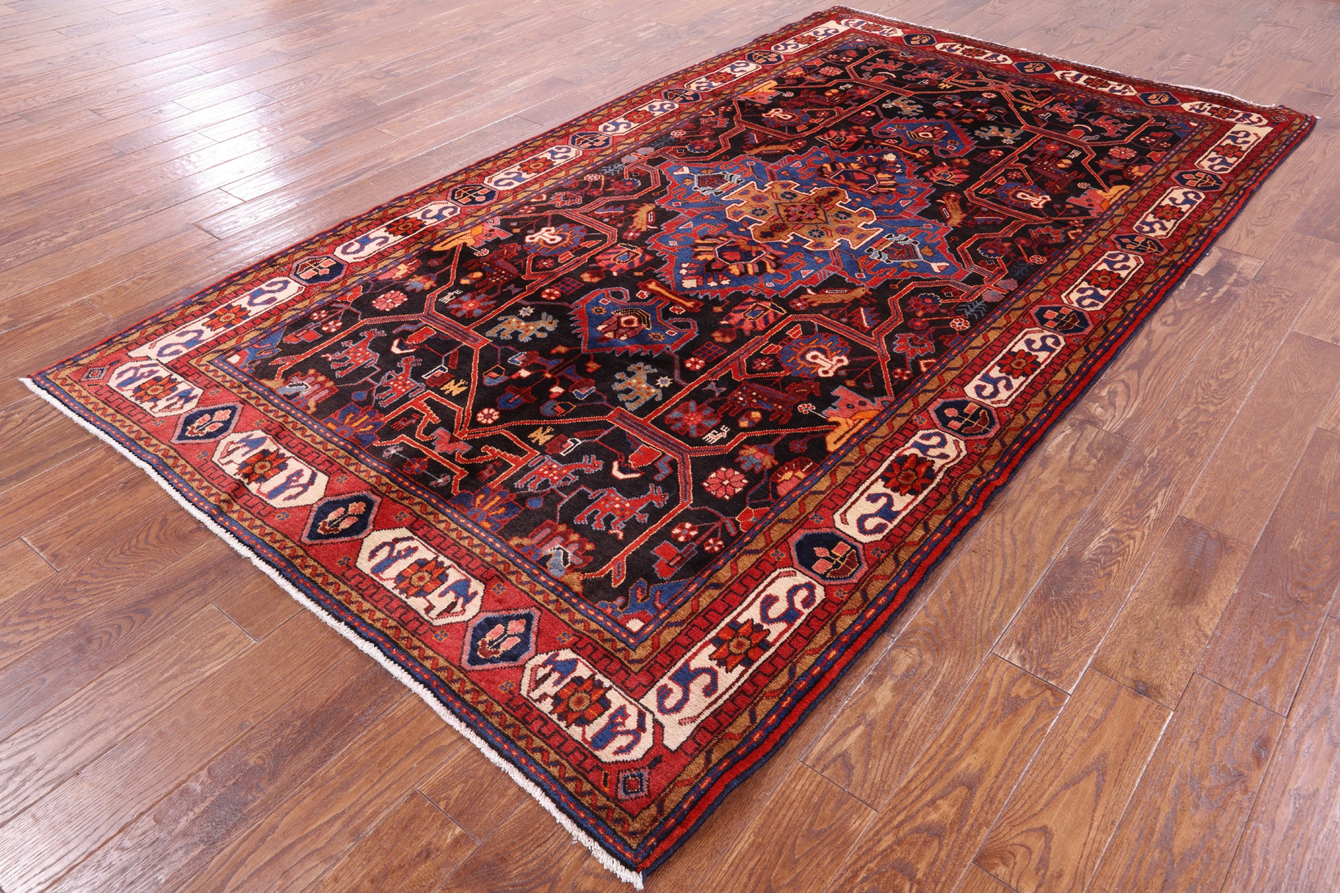 New Nahavand Handmade Area Rug - 5' 8" X 10' 1" - Golden Nile