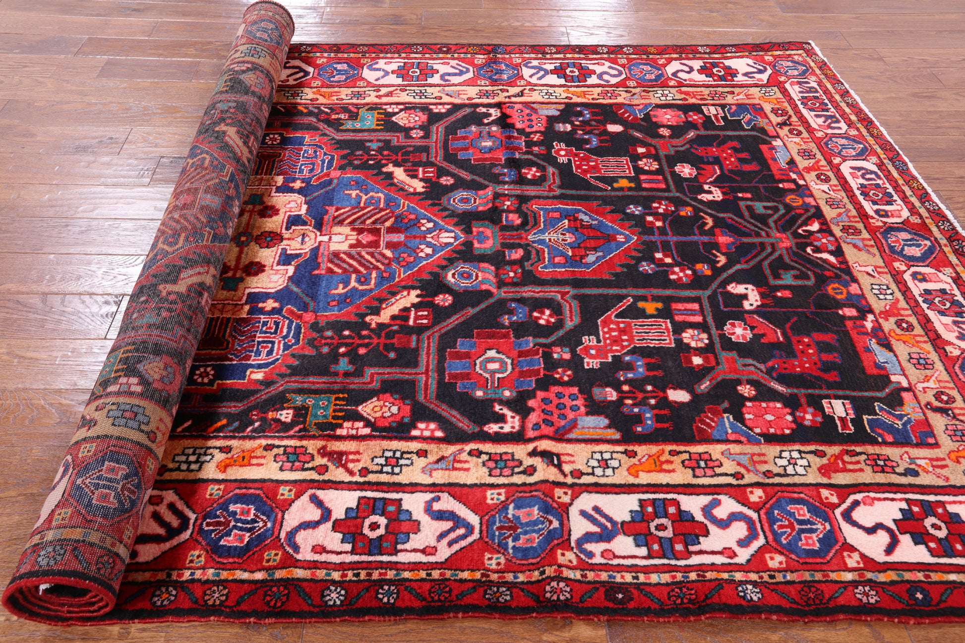 Authentic Persian Nahavand Hand Knotted Rug - 6' 0" X 10' 9" - Golden Nile