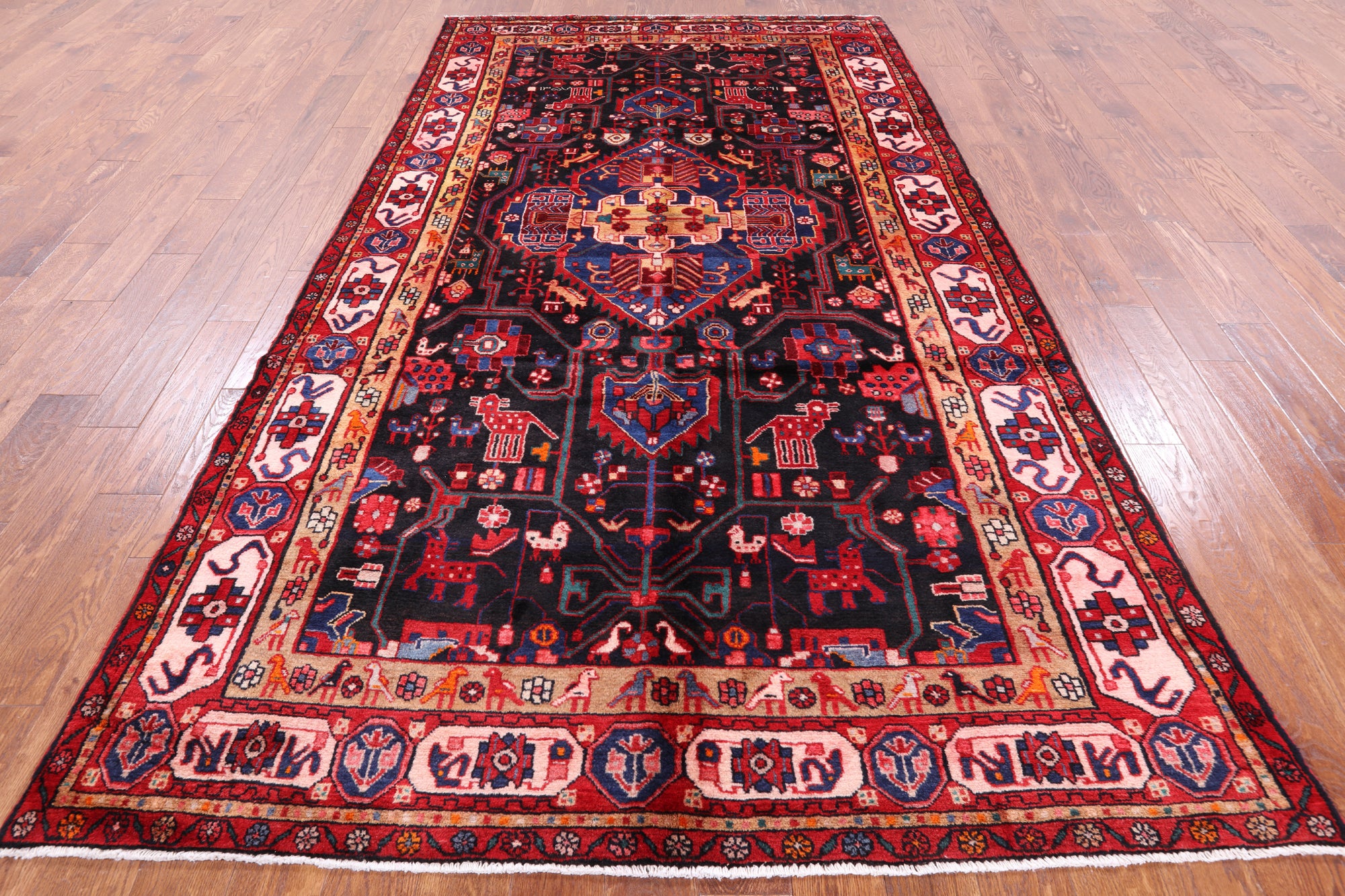 Authentic Persian Nahavand Hand Knotted Rug - 6' 0" X 10' 9" - Golden Nile