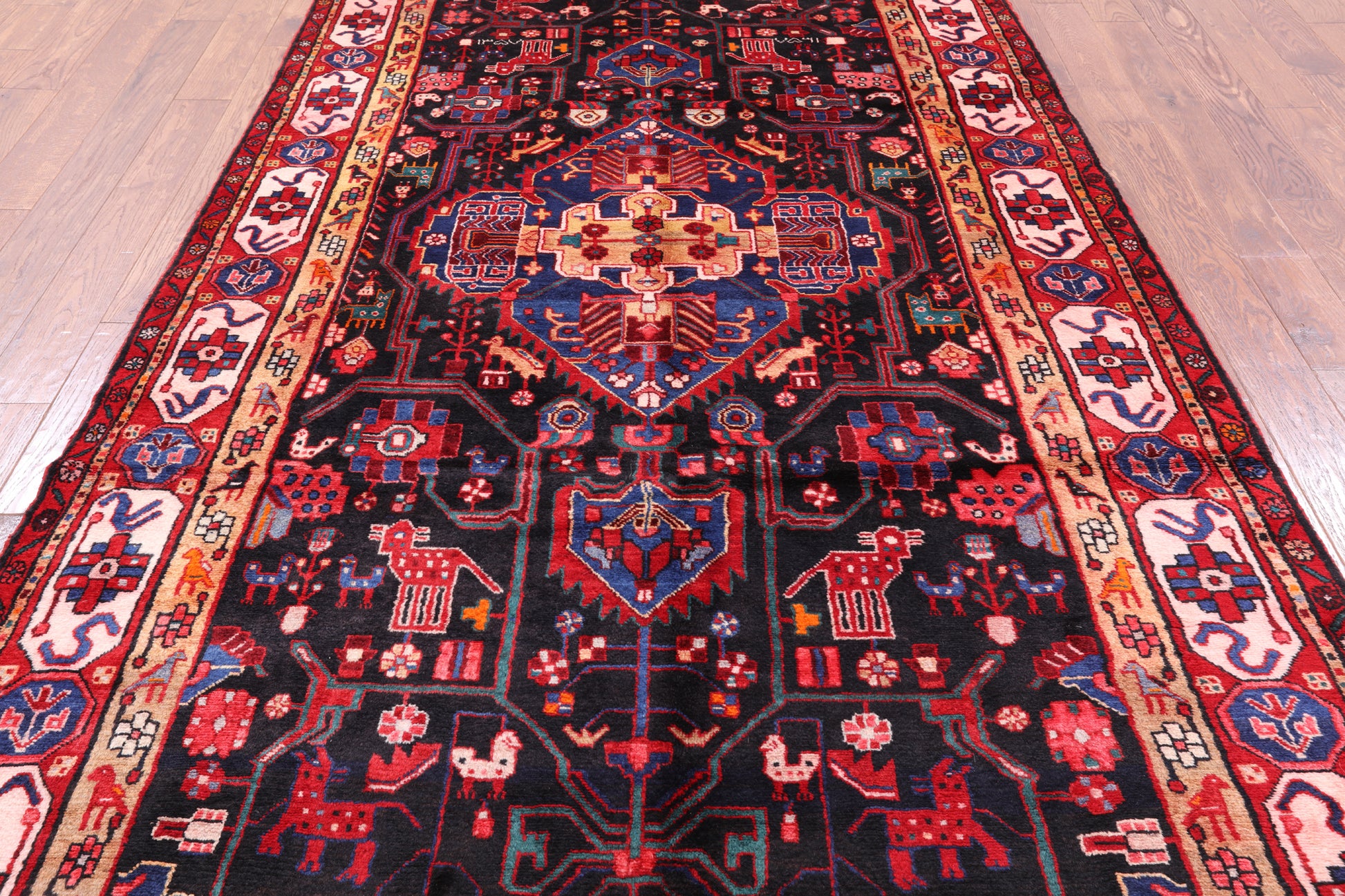 Authentic Persian Nahavand Hand Knotted Rug - 6' 0" X 10' 9" - Golden Nile