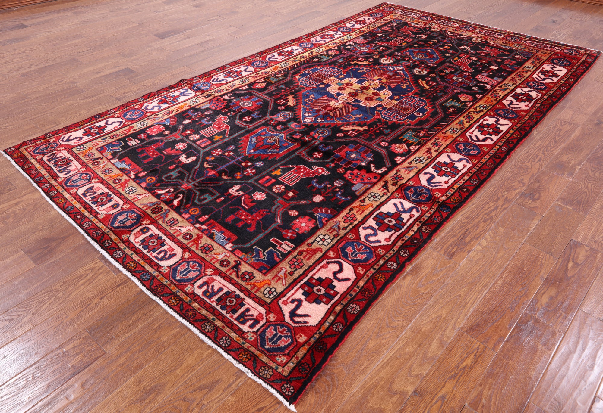 Authentic Persian Nahavand Hand Knotted Rug - 6' 0" X 10' 9" - Golden Nile