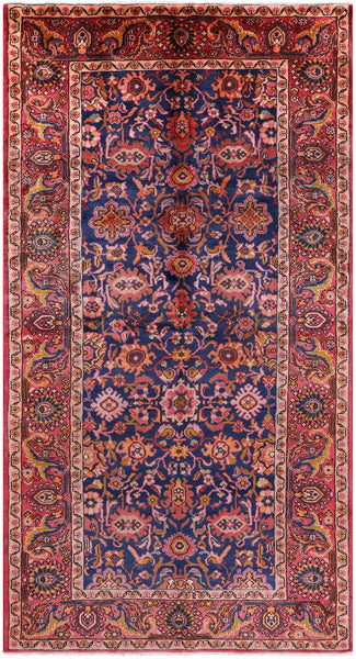 Blue New Authentic Persian Nahavand Handmade Wool Rug - 5' 7" X 10' 6" - Golden Nile