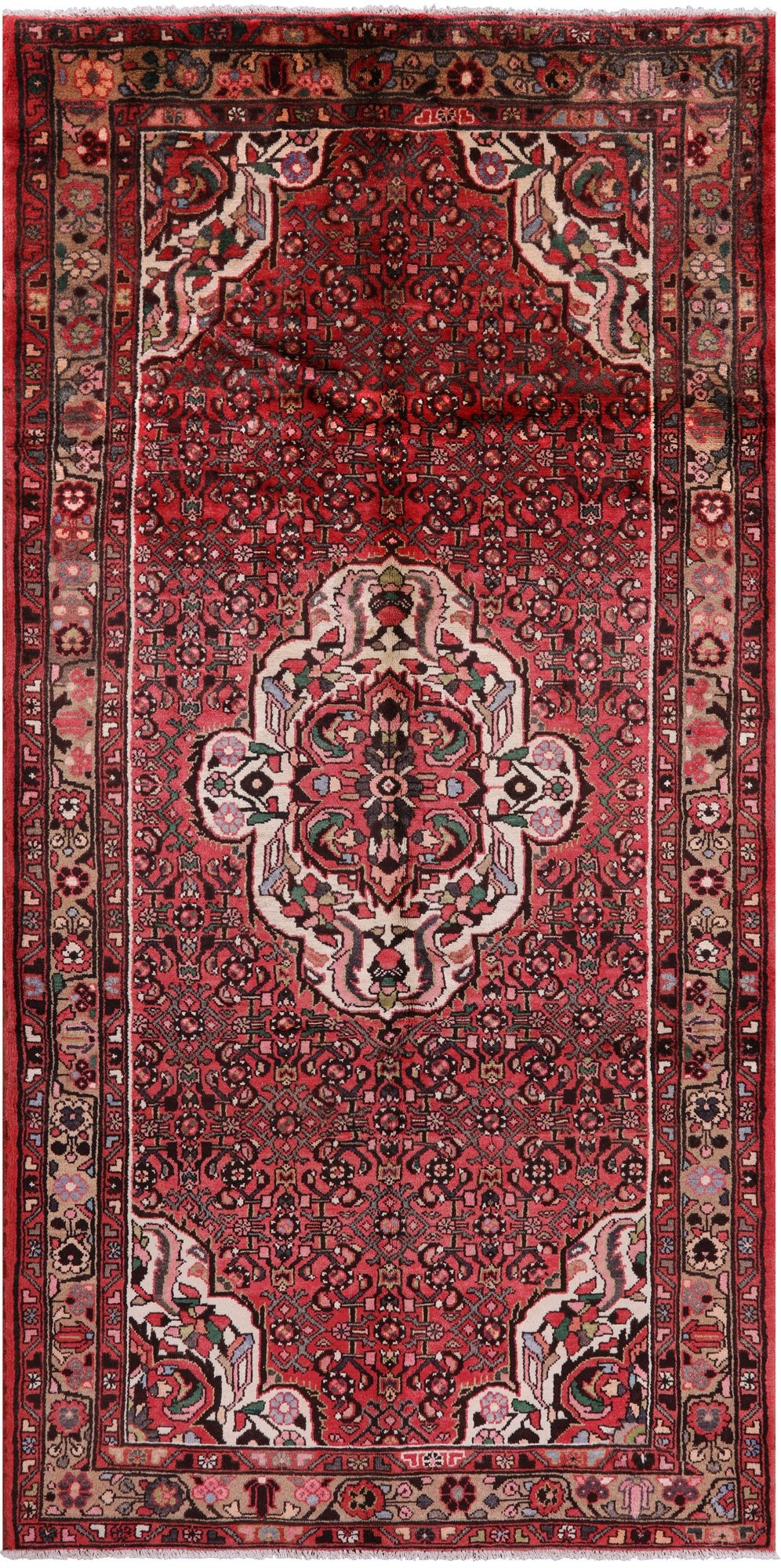 Red New Authentic Persian Hamadan Rug - 5' 1" X 10' 3" - Golden Nile