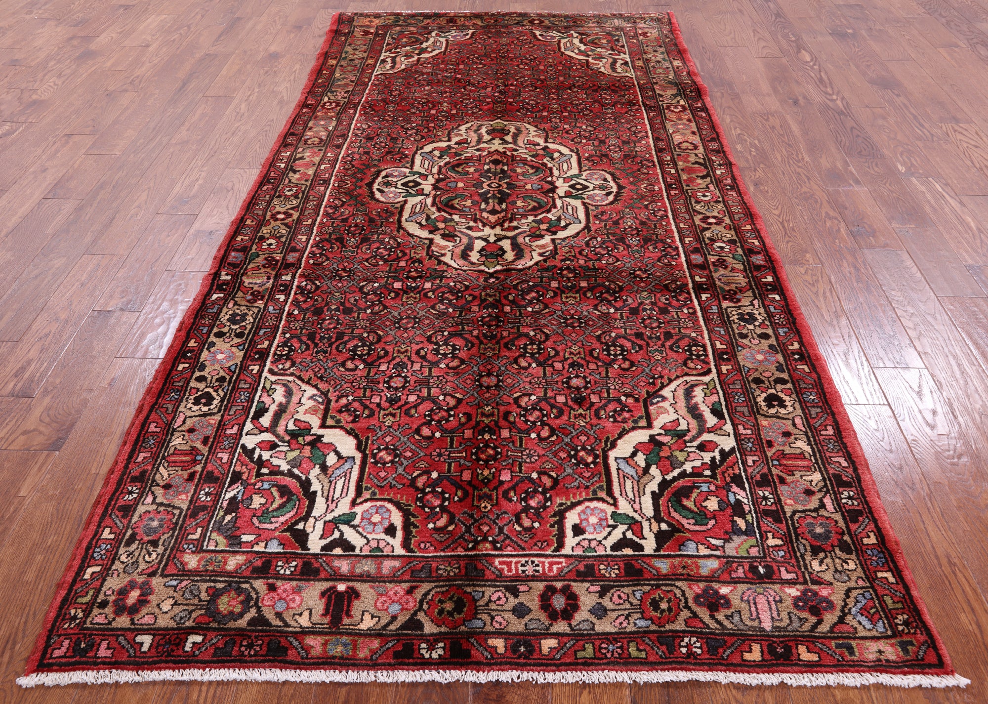 Red New Authentic Persian Hamadan Rug - 5' 1" X 10' 3" - Golden Nile