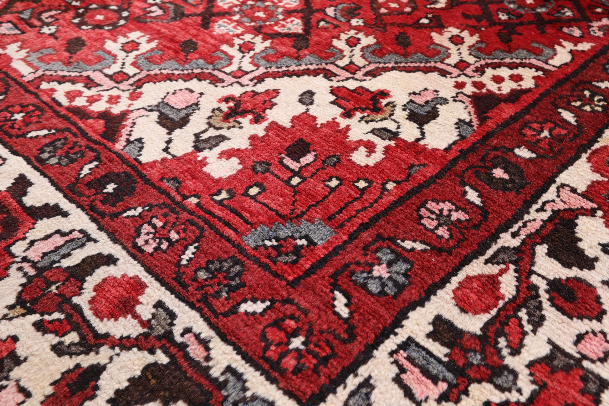 Red New Persian Hamadan Handmade Area Rug - 5' 6" X 10' 4" - Golden Nile