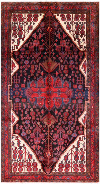 Black New Persian Nahavand Hand Knotted Area Rug - 5' 8" X 10' 2" - Golden Nile