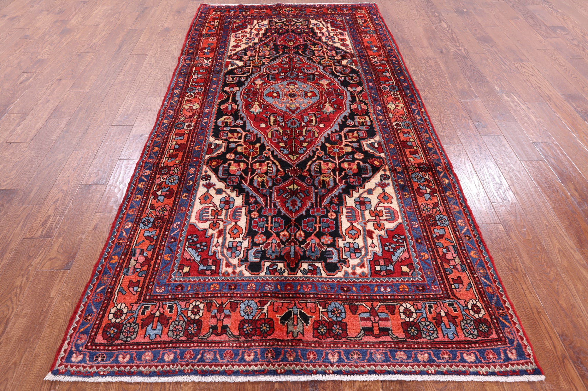 Black New Authentic Persian Nahavand Hand Knotted Rug - 5' 2" X 9' 11" - Golden Nile