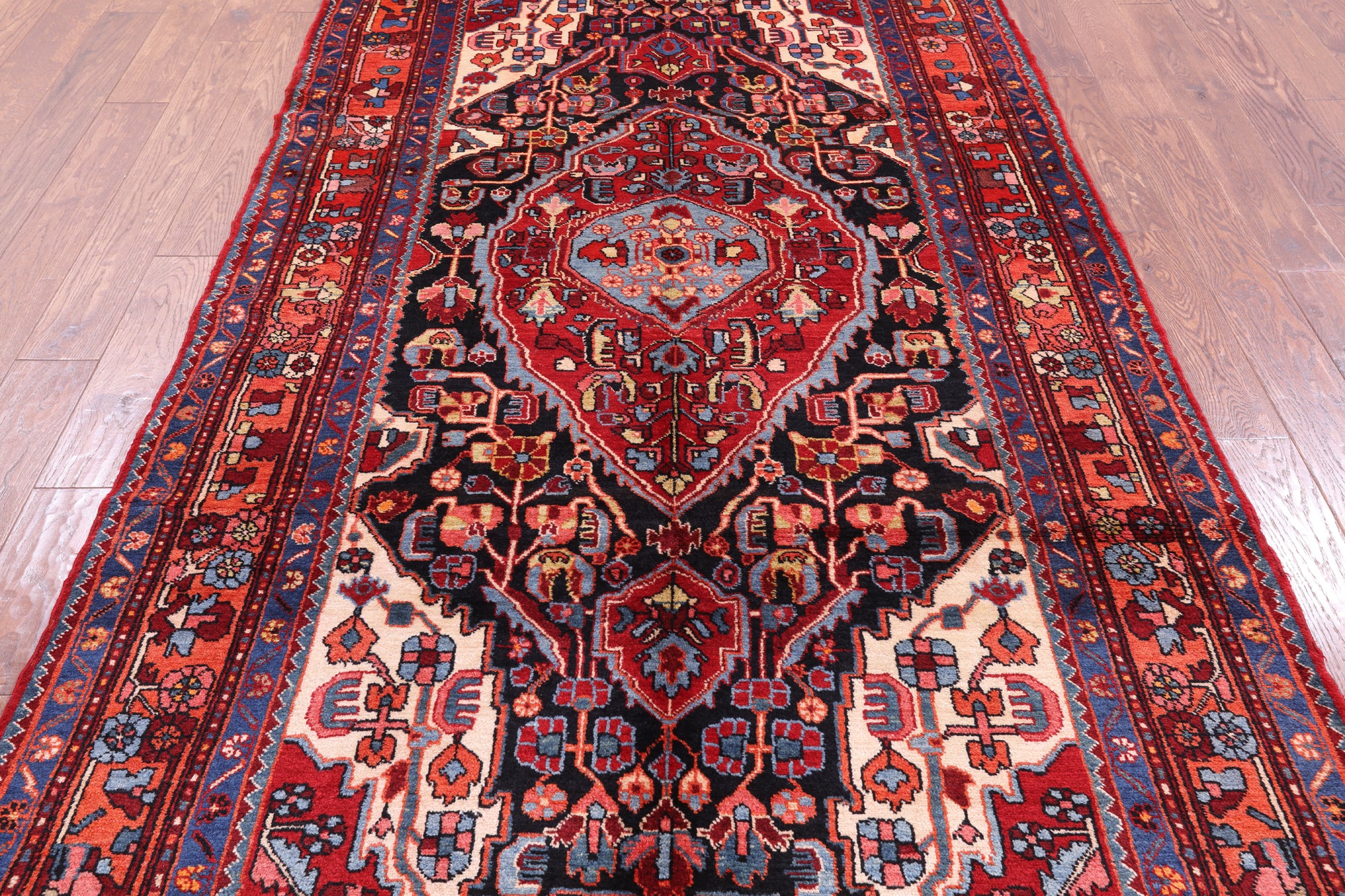 Black New Authentic Persian Nahavand Hand Knotted Rug - 5' 2" X 9' 11" - Golden Nile