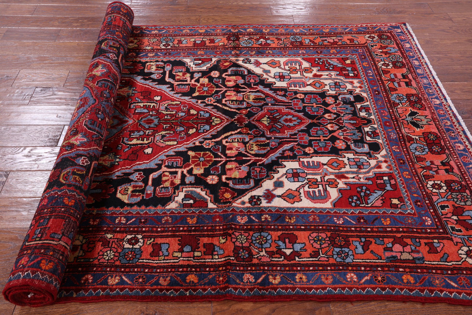 Black New Authentic Persian Nahavand Hand Knotted Rug - 5' 2" X 9' 11" - Golden Nile