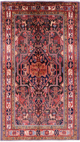 Black Authentic Persian Nahavand Handmade Area Rug - 5' 1" X 9' 0" - Golden Nile