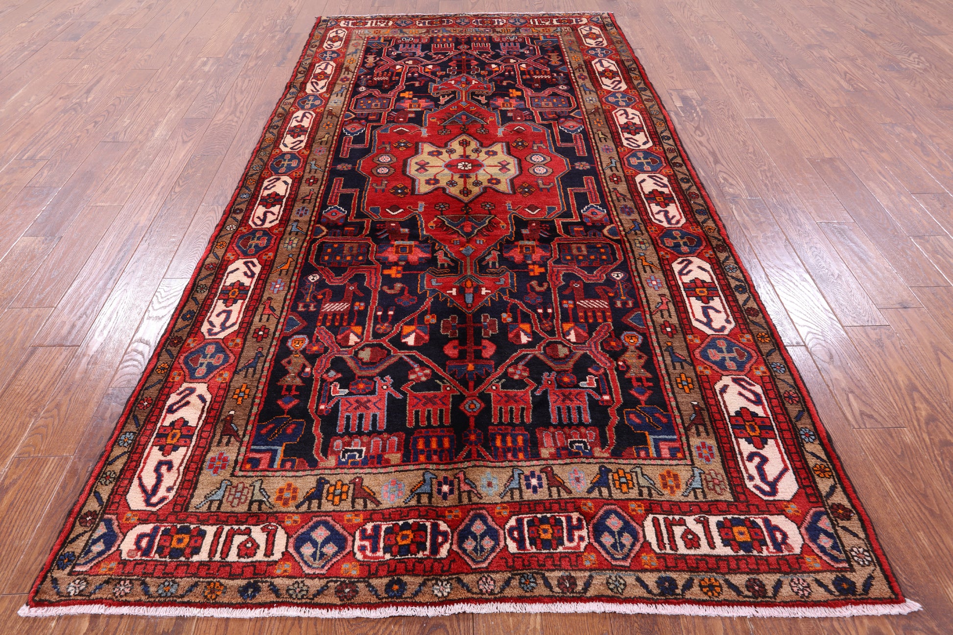 Black New Authentic Persian Nahavand Area Rug - 5' 4" X 10' 7" - Golden Nile