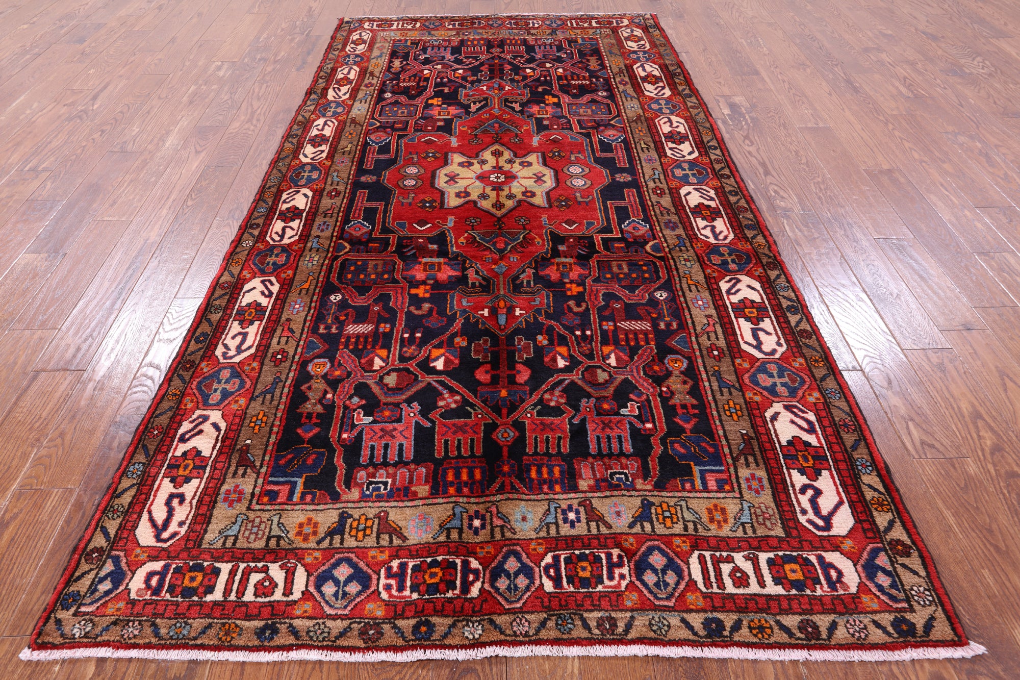 Black New Authentic Persian Nahavand Area Rug - 5' 4" X 10' 7" - Golden Nile