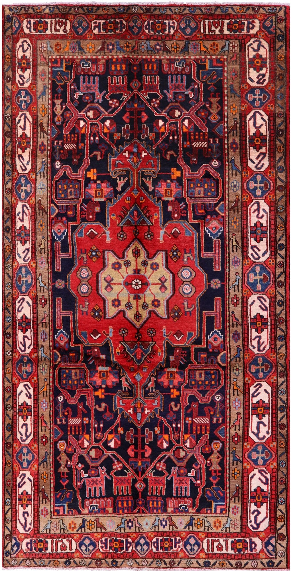 Black New Authentic Persian Nahavand Area Rug - 5' 4" X 10' 7" - Golden Nile