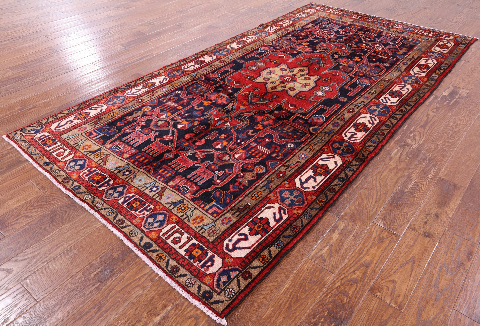 Black New Authentic Persian Nahavand Area Rug - 5' 4" X 10' 7" - Golden Nile