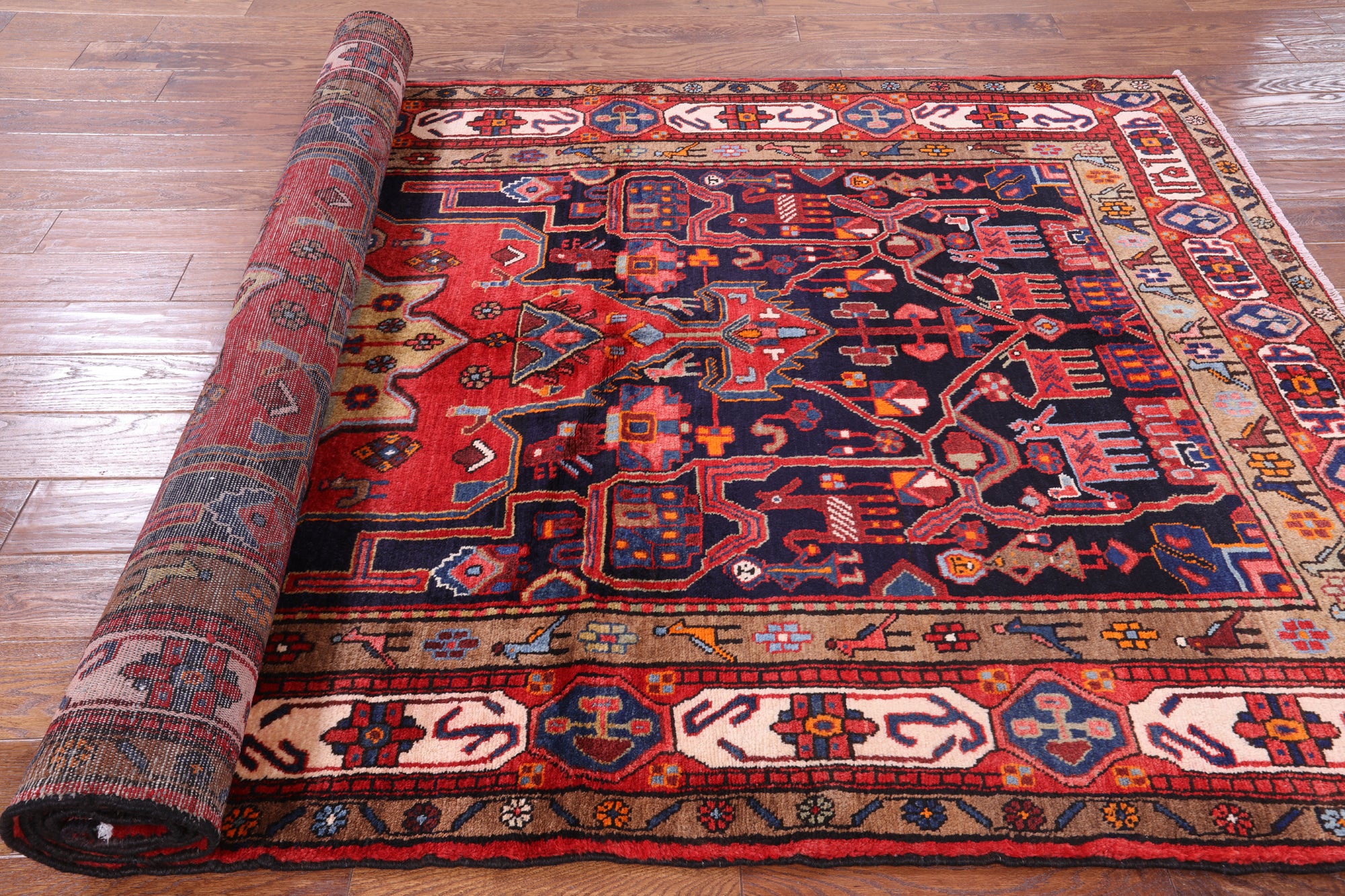 Black New Authentic Persian Nahavand Area Rug - 5' 4" X 10' 7" - Golden Nile