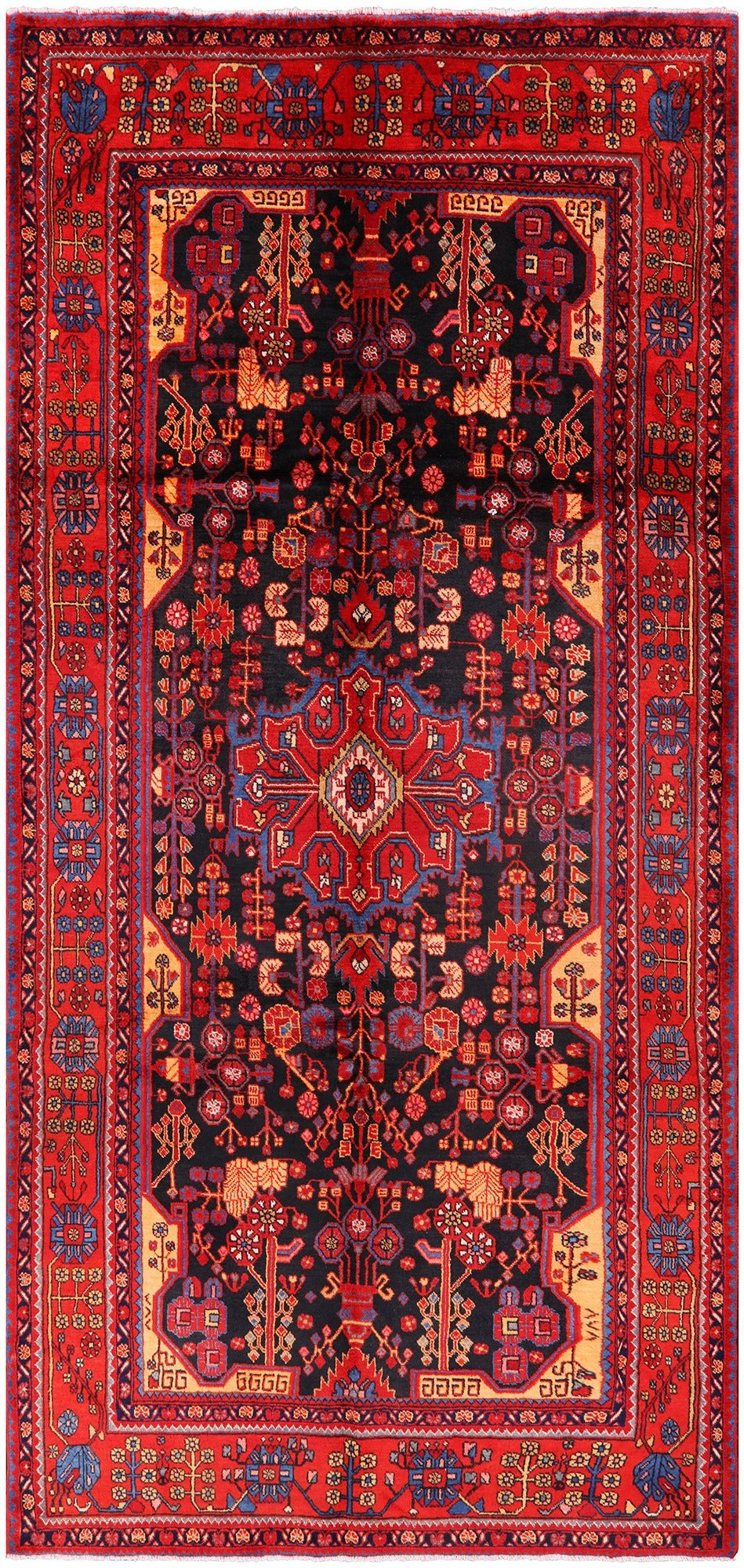 Black New Persian Nahavand Area Rug - 5' 8" X 11' 7" - Golden Nile