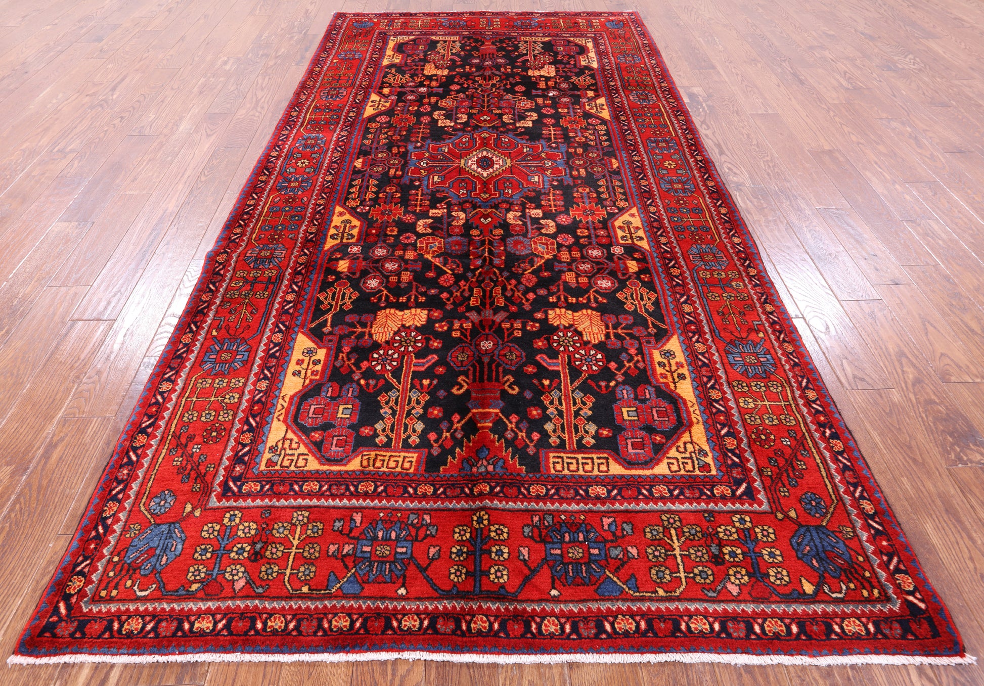 Black New Persian Nahavand Area Rug - 5' 8" X 11' 7" - Golden Nile