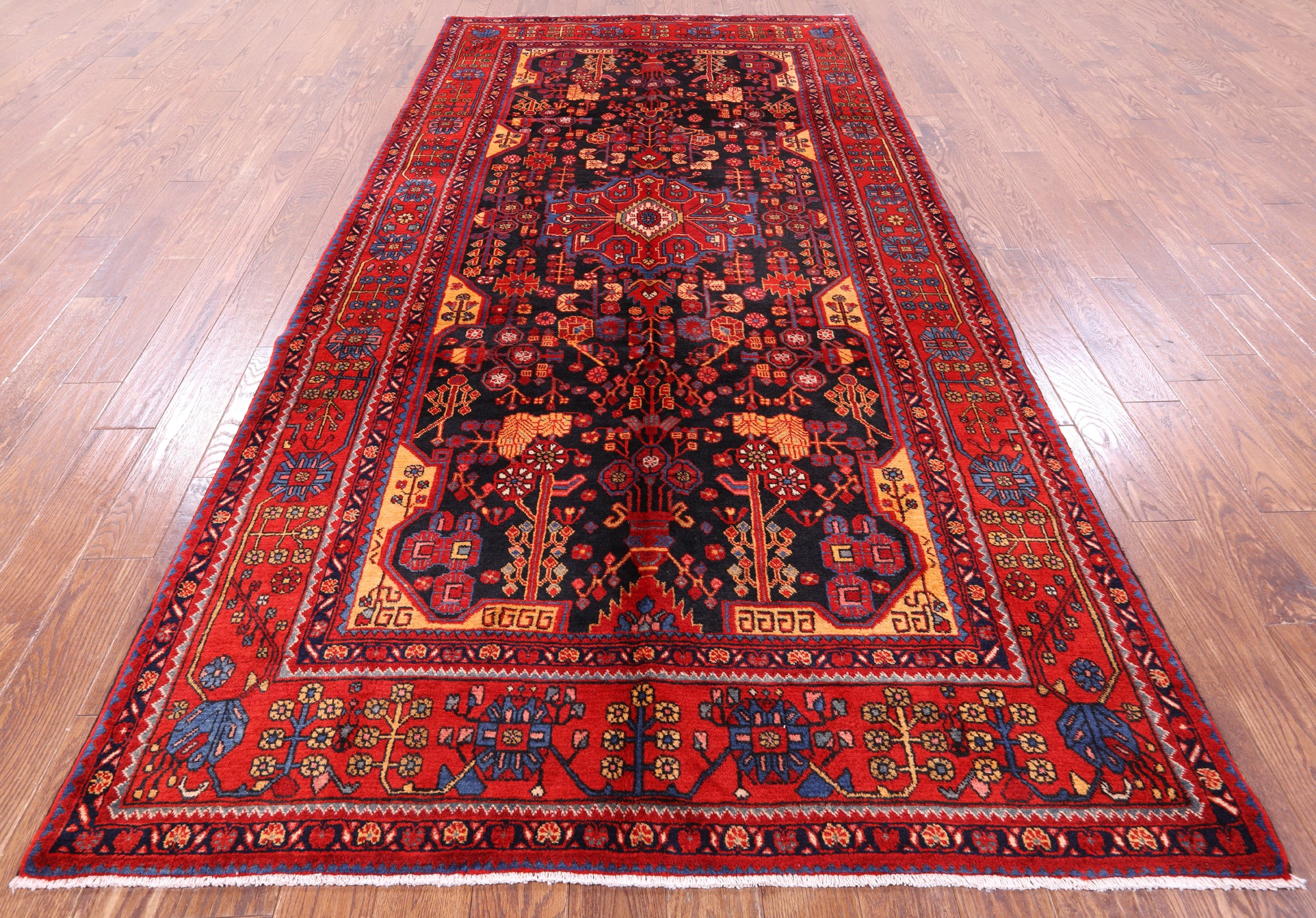 Black New Persian Nahavand Area Rug - 5' 8" X 11' 7" - Golden Nile