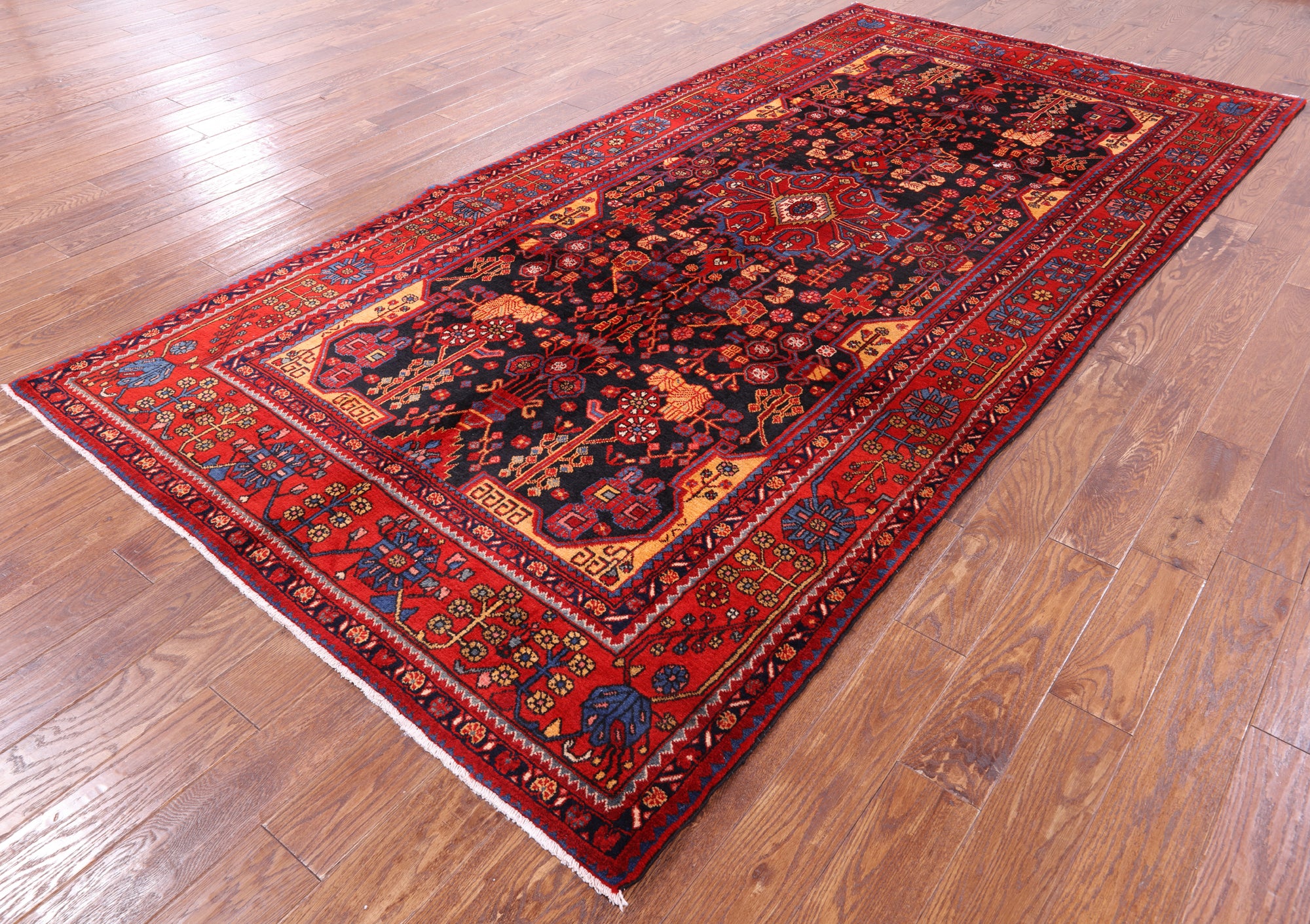Black New Persian Nahavand Area Rug - 5' 8" X 11' 7" - Golden Nile