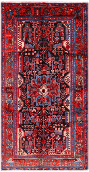 Black New Authentic Persian Nahavand Area Rug - 5' 2" X 9' 8" - Golden Nile