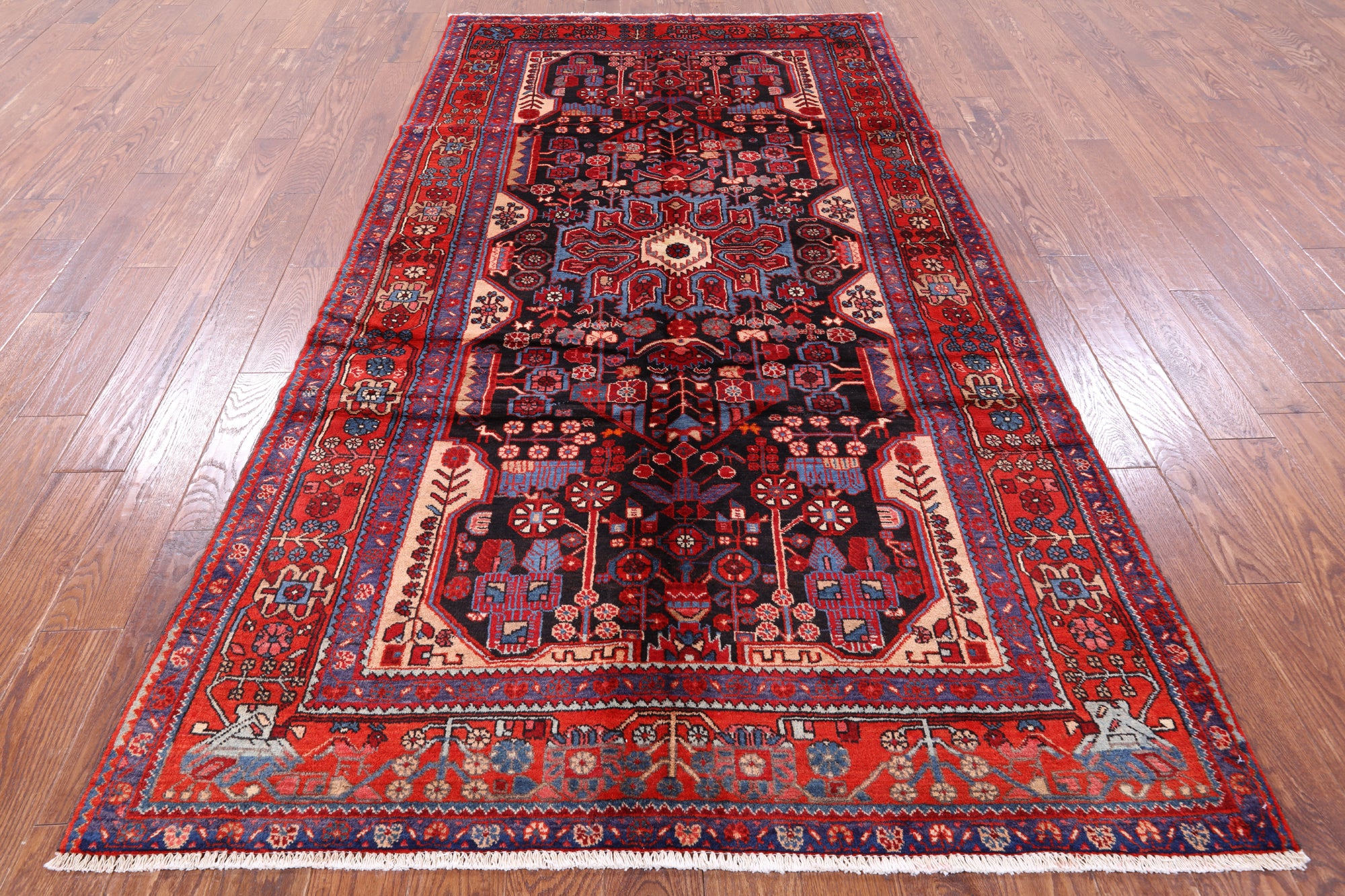 Black New Authentic Persian Nahavand Area Rug - 5' 2" X 9' 8" - Golden Nile