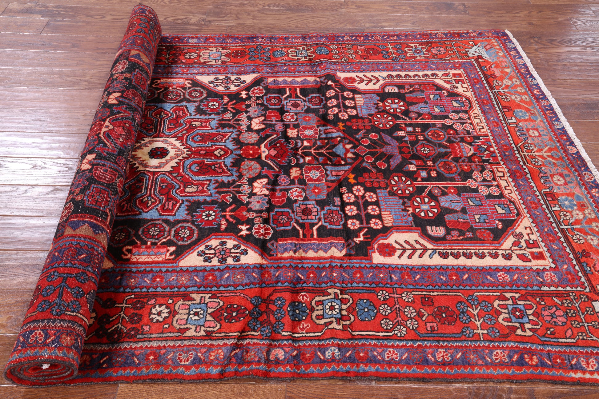Black New Authentic Persian Nahavand Area Rug - 5' 2" X 9' 8" - Golden Nile