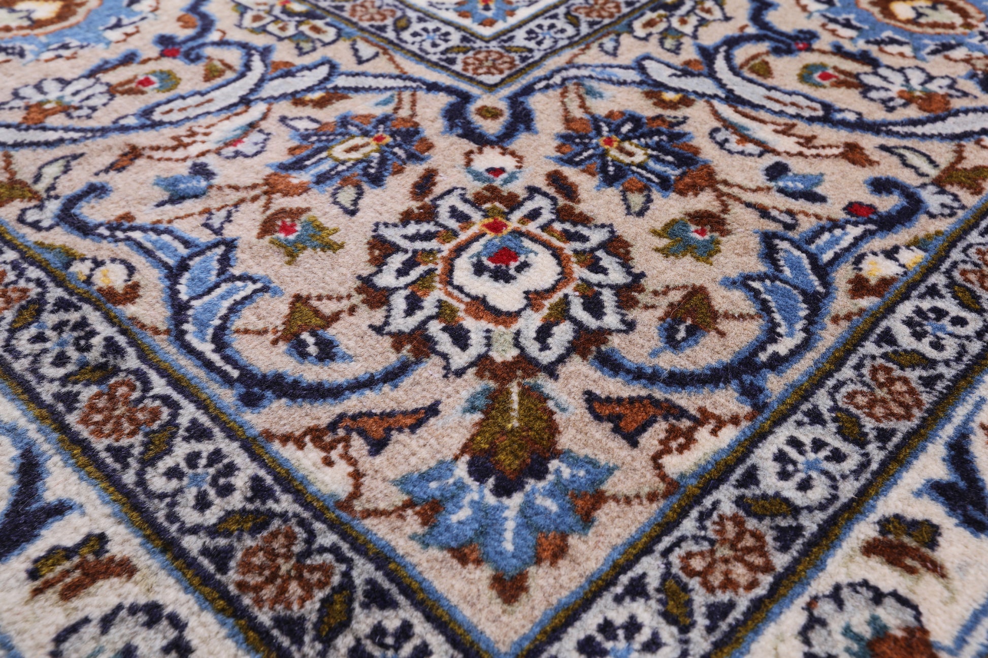 Ivory New Persian Kashan Handmade Area Rug - 8' 2" X 11' 7" - Golden Nile