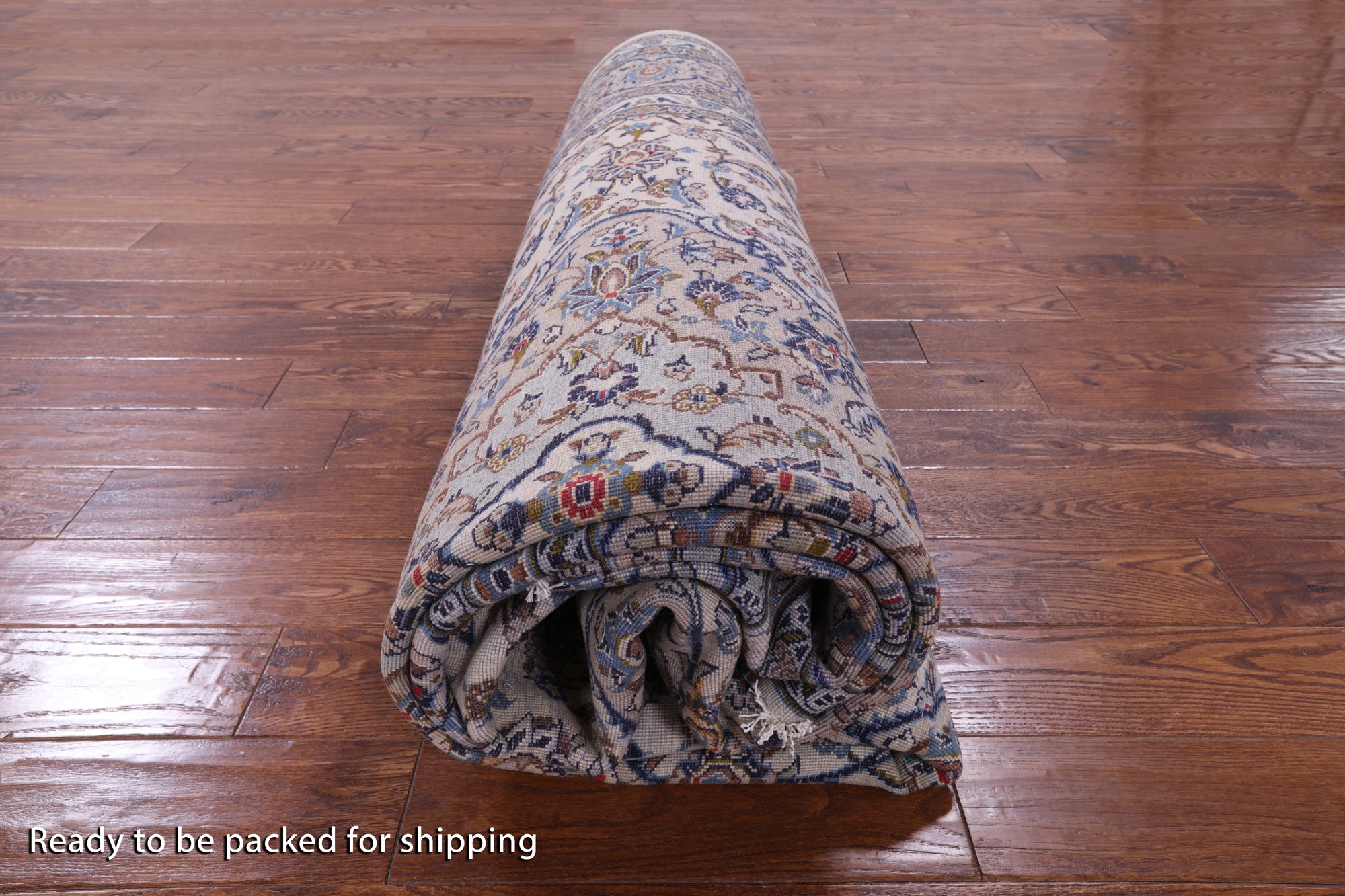 Ivory New Persian Kashan Handmade Area Rug - 8' 2" X 11' 7" - Golden Nile
