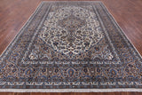 Ivory New Persian Kashan Handmade Area Rug - 8' 2" X 11' 7" - Golden Nile