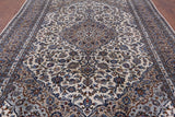 Ivory New Persian Kashan Handmade Area Rug - 8' 2" X 11' 7" - Golden Nile