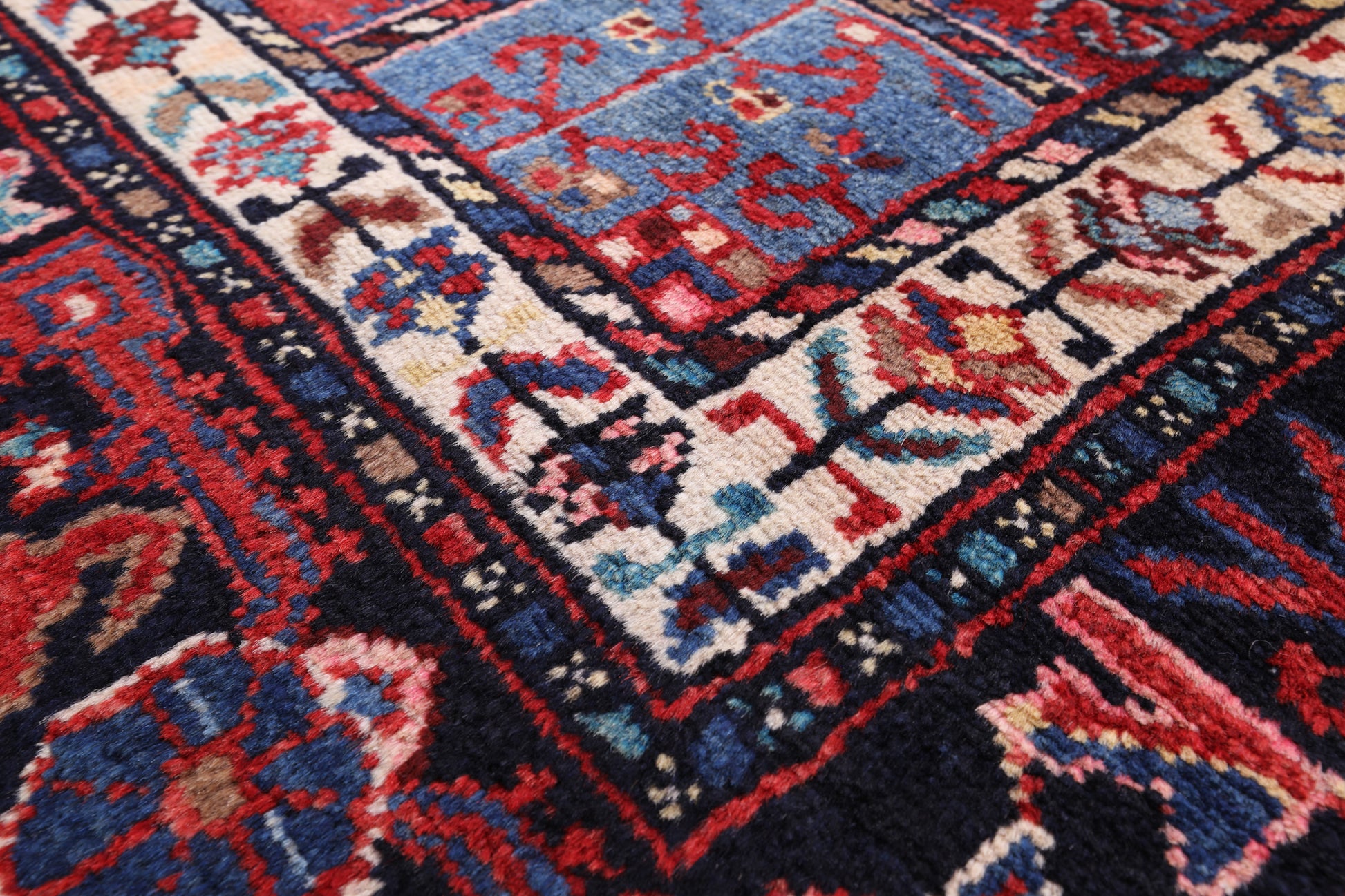Black New Persian Zanjan Handmade Wool Rug - 5' 8" X 11' 11" - Golden Nile