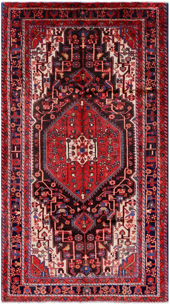 Black New Authentic Persian Handmade Nahavand Rug - 5' 3" X 9' 5" - Golden Nile
