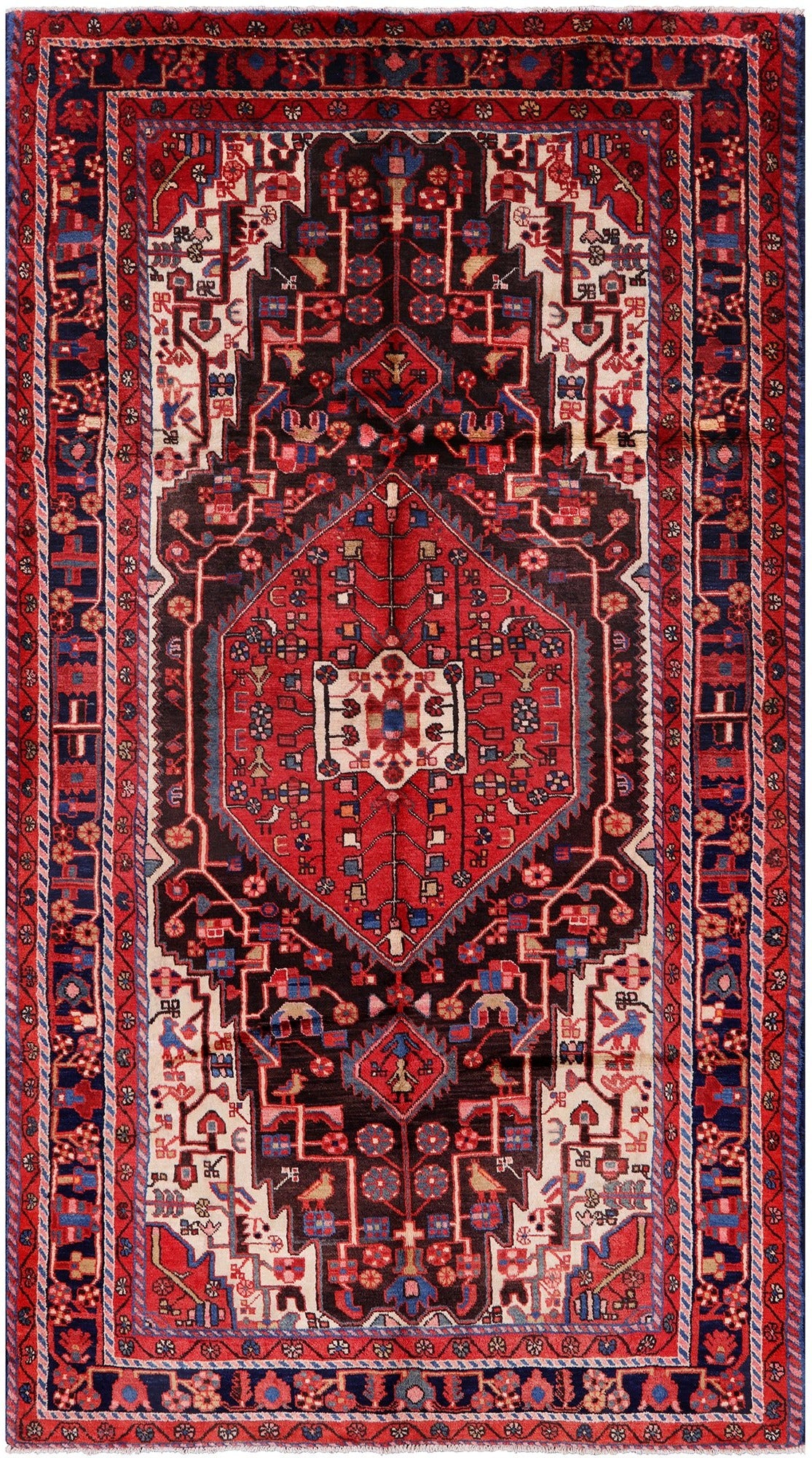 Black New Authentic Persian Handmade Nahavand Rug - 5' 3" X 9' 5" - Golden Nile