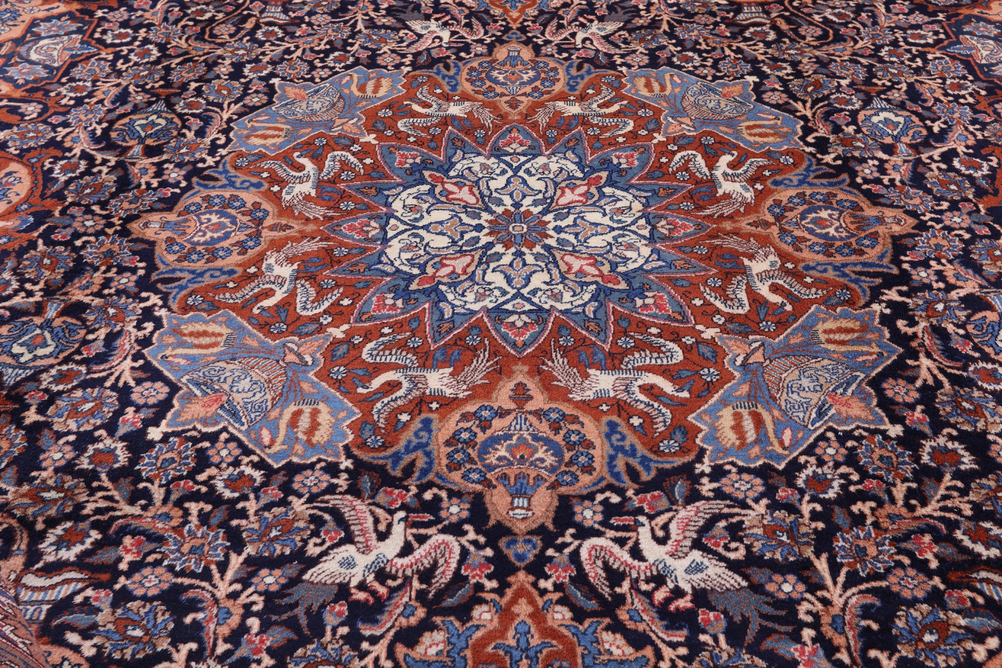 Blue New Persian Kashmar Hand Knotted Area Rug - 9' 8" X 12' 0" - Golden Nile