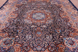 Blue New Persian Kashmar Hand Knotted Area Rug - 9' 8" X 12' 0" - Golden Nile