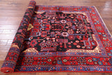 Black New Tribal Persian Nahavand Hand Knotted Rug - 5' 8" X 9' 10" - Golden Nile